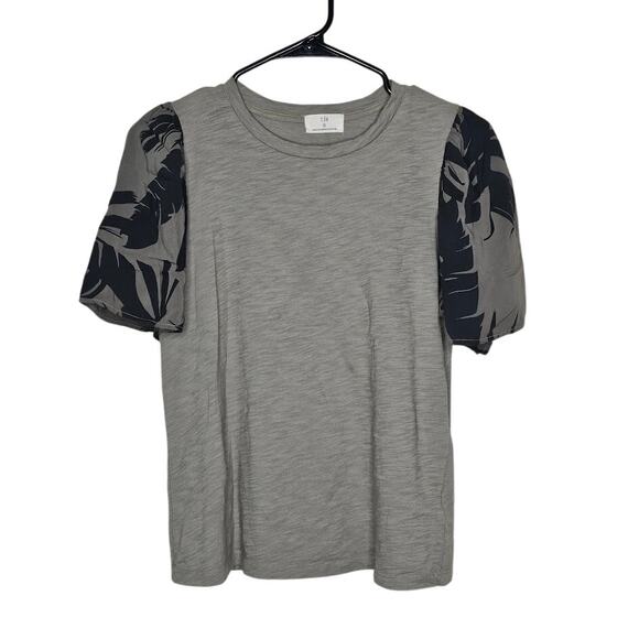 Anthropologie t.la green printed Puffy Sleeve Tee size small round neck - Picture 1 of 6
